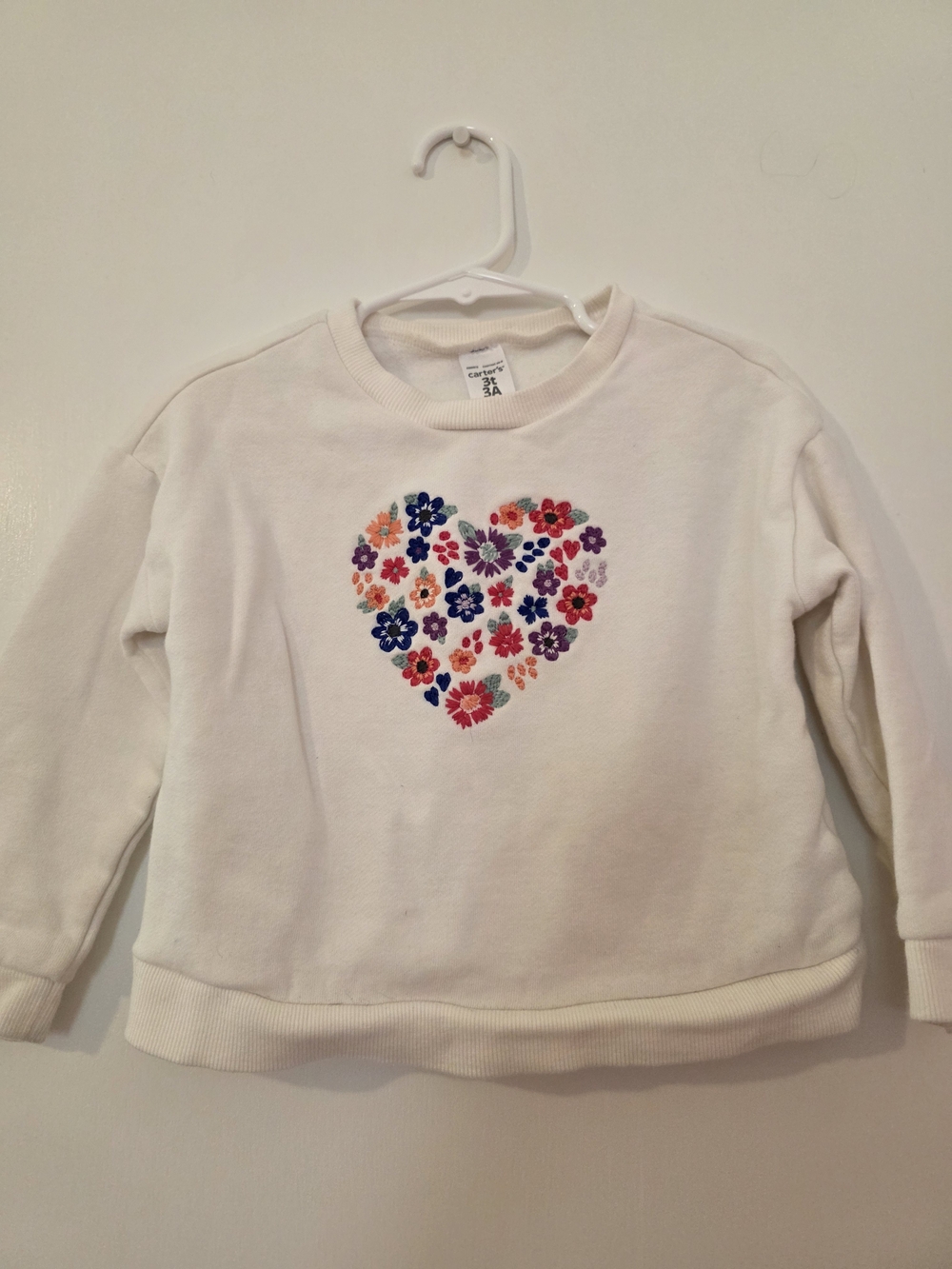 Carter's White Sweatshirt with Multicolor Floral Heart
